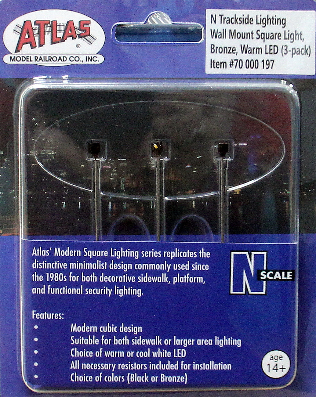 Atlas 70000197 N Warm White LED Bronze Wall Mount Square Light (Pack of 3)