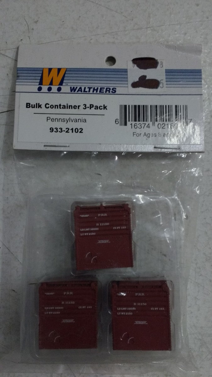 Walthers 933-2102 HO Pennsylvania Bulk Container 3-Pack
