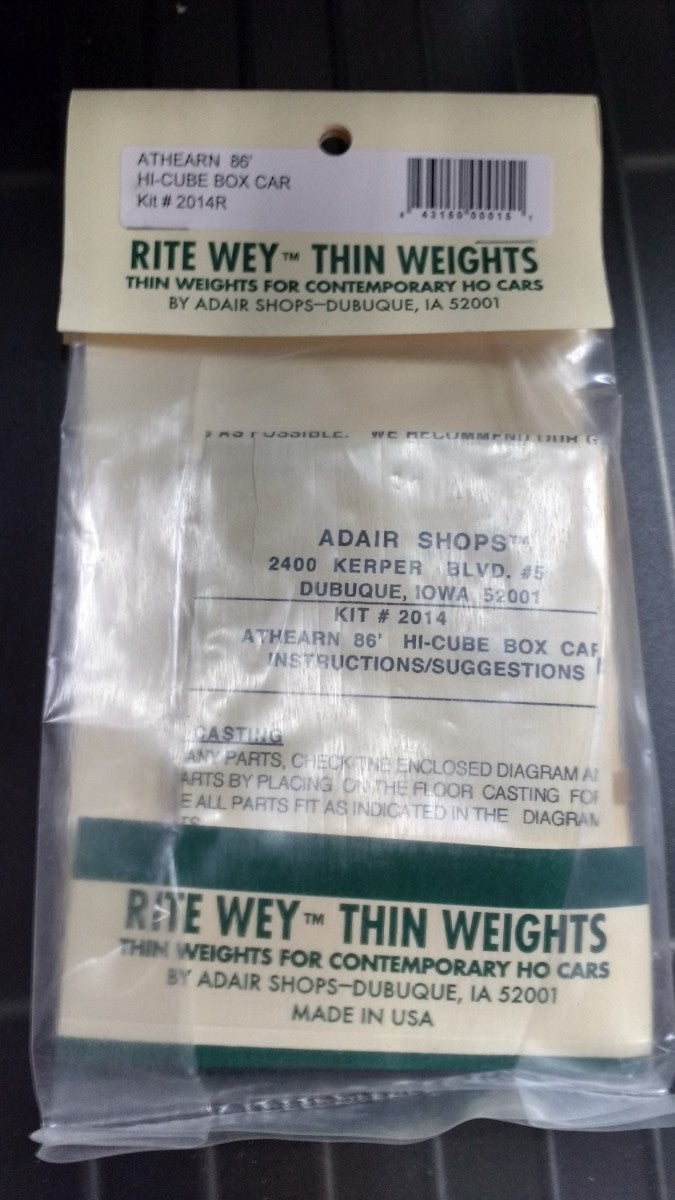 Adair Shops 15 HO Scale Weight Kit for Athearn 86' Hi-Cube Boxcars
