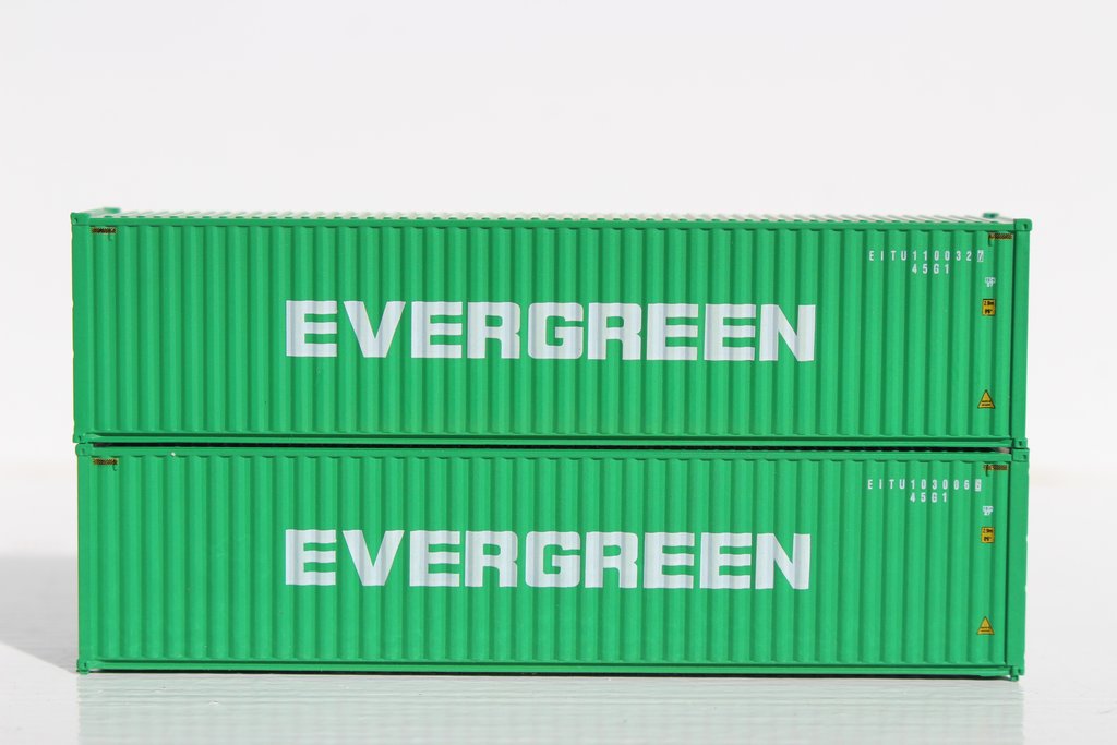 JTC Model Trains 405046 N Evergreen 40' High Cube Container (Pack of 2)