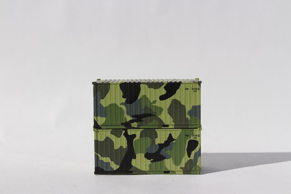 JTC Model Trains 205389 N APMU Camo A 20' Standard Height Container