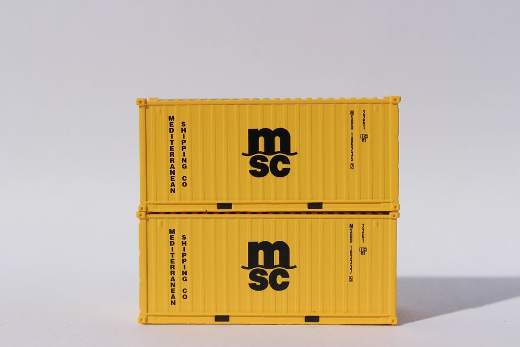 JTC Model Trains 205380 N MSC 20' Corrugated Side Containers (Pack of 2)