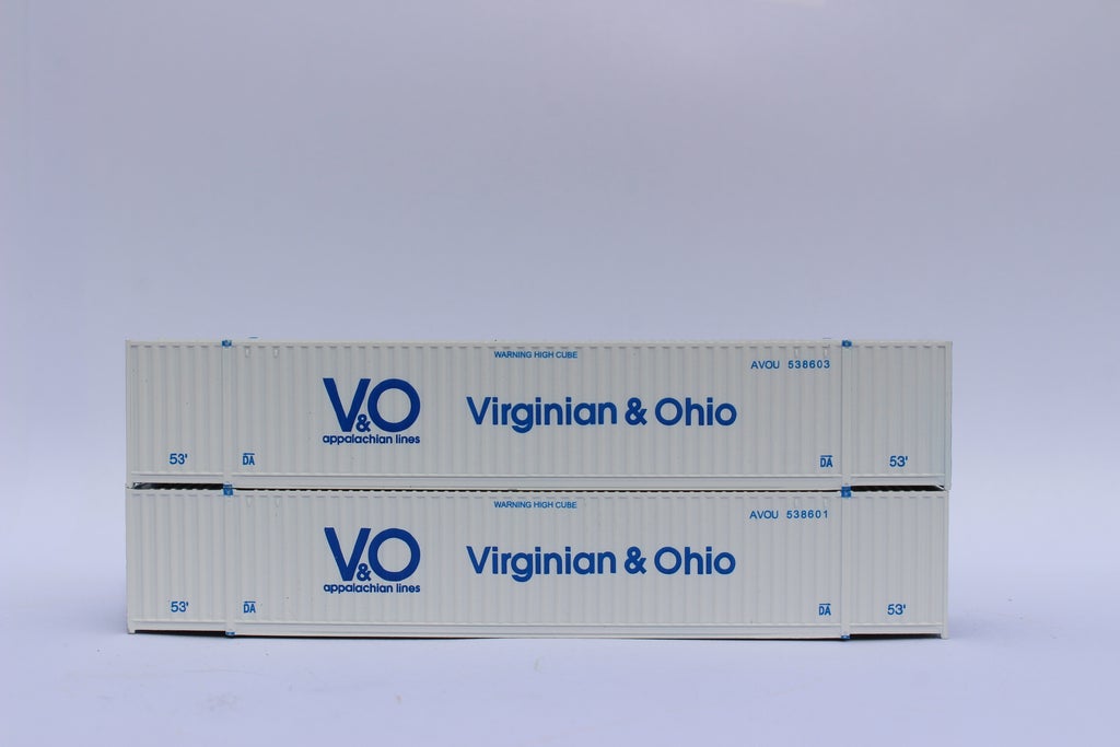 JTC Model Trains 535086 N Virginia & Ohio 53' 6-42-6 HC Container (Pack of 2)