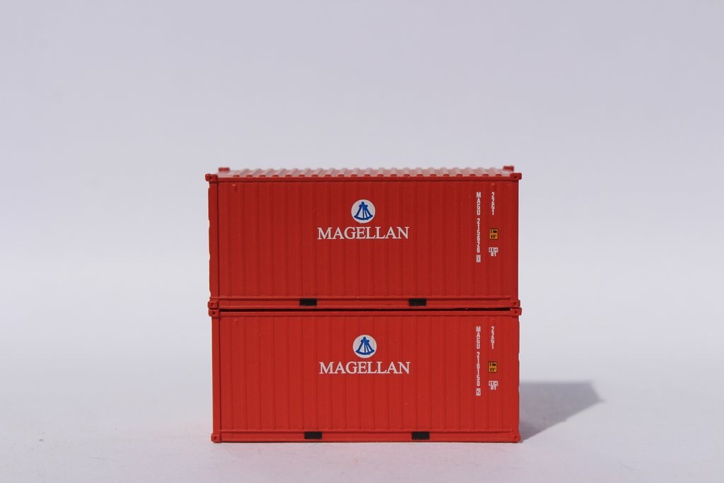 JTC Model Trains 205383 N MAGELLAN 20' Corrugated Side Containers (Pack of 2)