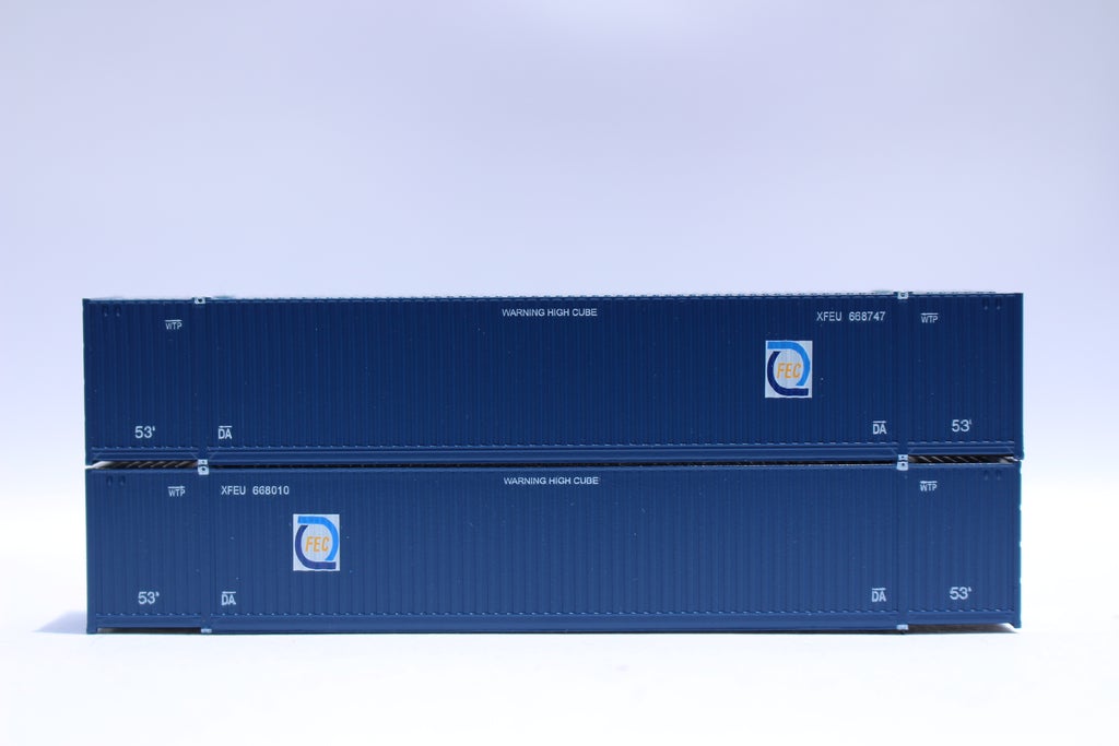 JTC Model Trains 537005 N FEC 53' 8-55-8 High Cube C.S. Container (Pack of 2)