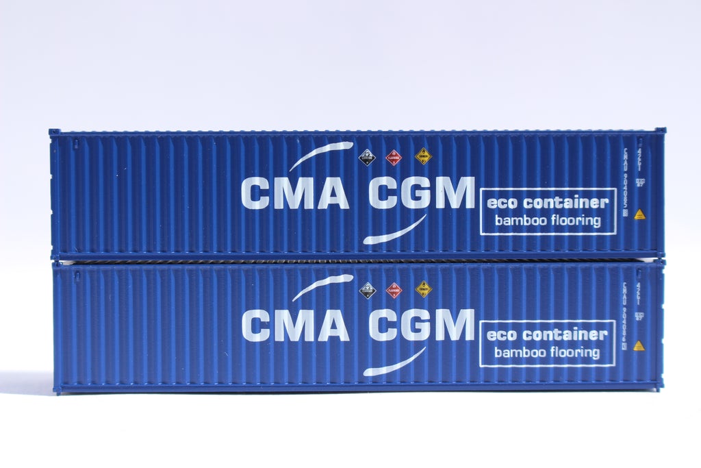 JTC Model Trains 405346 N CMA CGM 40' Standard C.S. Steel Container (Pack of 2)