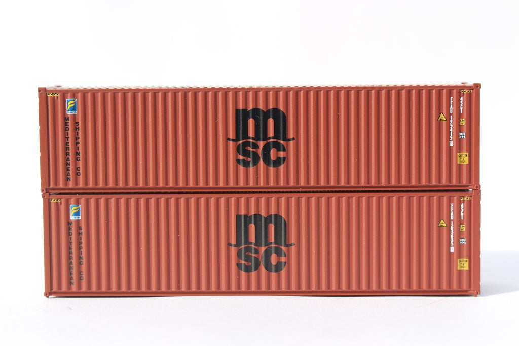 JTC Model Trains 405187 N MSC FFAU 40' High Cube C.S. Container (Pack of 2)