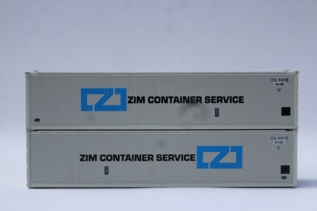 JTC Model Trains 405691 N ZIM 40' Smooth-Side Container #2 (Set of 2)