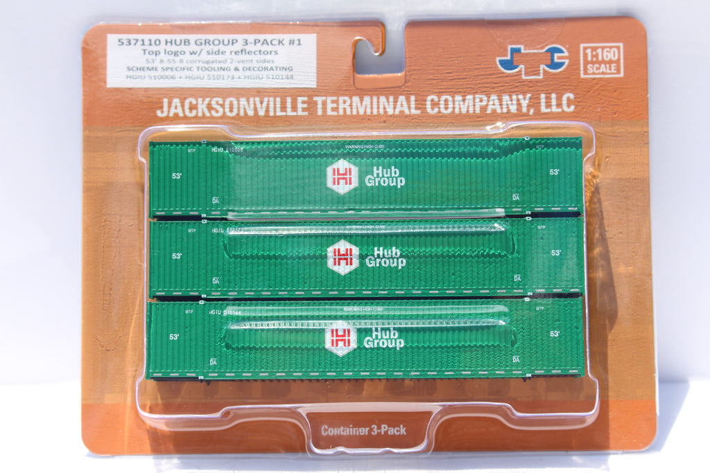 JTC Model Trains 537110 N HUB Group 53' 8-55-8 HC Containers Set #1 (Set of 3)