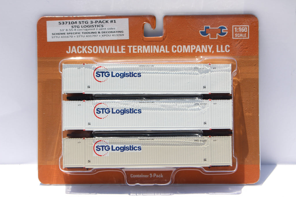 JTC Model Trains 537104 N STG Logistics 53' 8-55-8 Containers Set #1 (Set of 3)