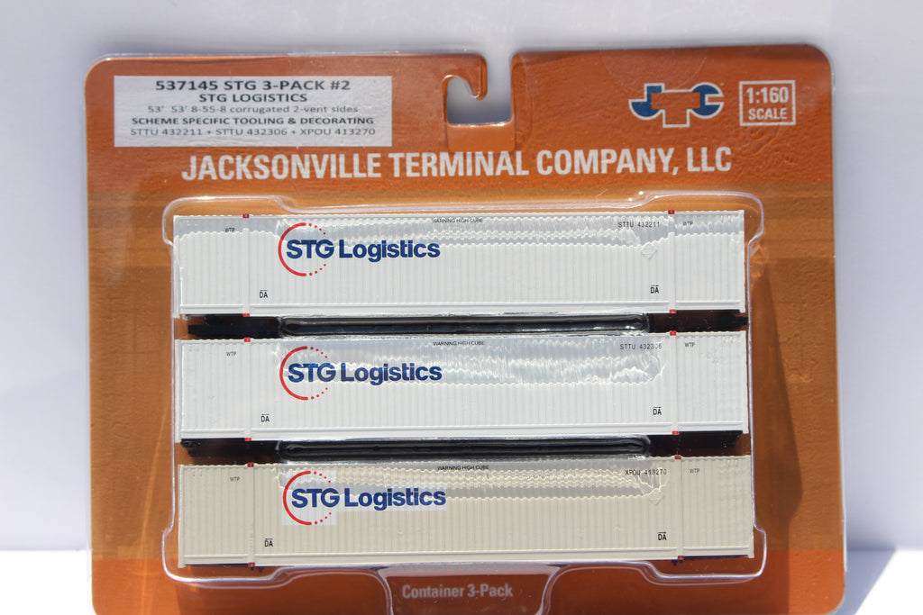 JTC Model Trains 537145 N STG Logistics 8-55-8 HC Containers Set #2 (Set of 3)