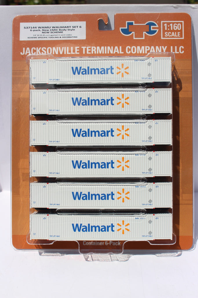 JTC Model Trains 537144 N Walmart Container with Placards Set #1 (Pack of 6)