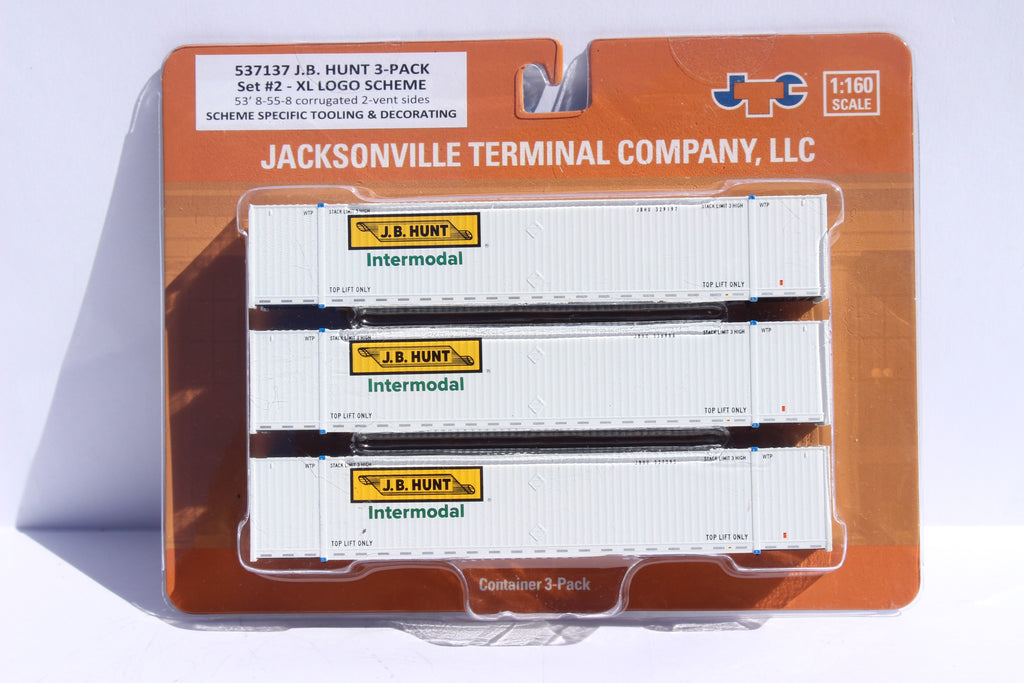 JTC Model Trains 537137 N JB Hunt 53' High Cube Container Set #2 (Pack of 3)