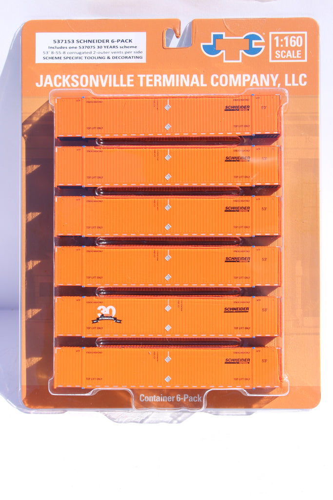 JTC Model Trains 537153 N Schneider 53' High Cube Container (Set of 6)