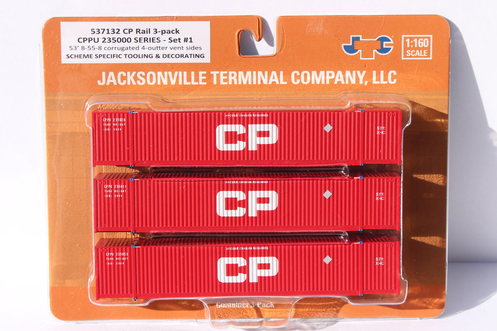 JTC Model Trains 537132 N CP 53' High Cube Container Set #1 (Set of 3)
