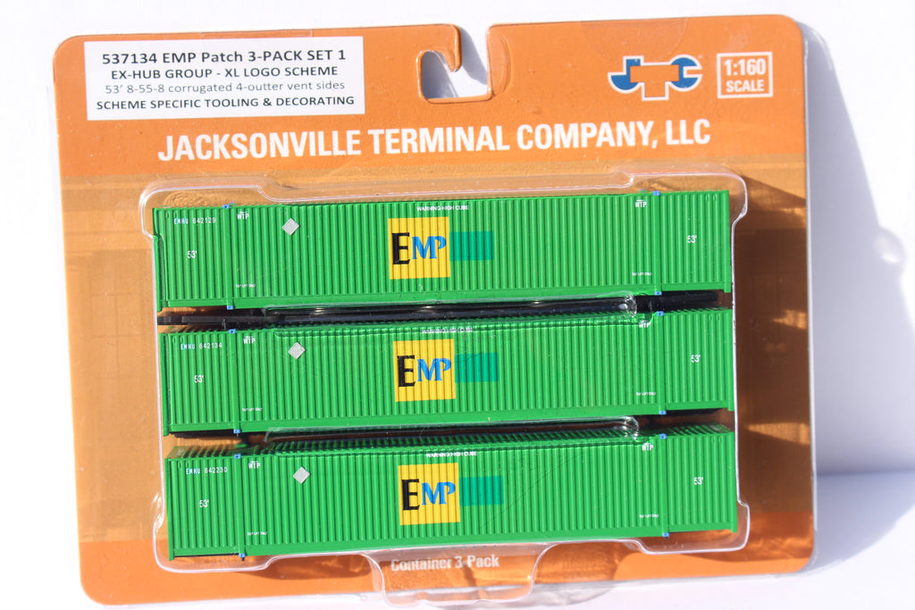 JTC Model Trains 537134 N EMP 53' HIgh Cube Corrugated Container (Pack of 3)
