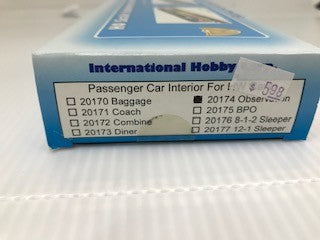 IHC 20174 HO Scale Heavyweight Interior for IHC Passenger Car Observation
