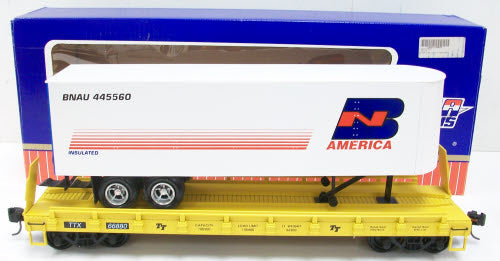 USA Trains 17018 G Burlington Northern Piggyback Flatcar with Trailer