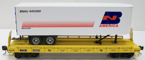 USA Trains 17018 G Burlington Northern Piggyback Flatcar with Trailer