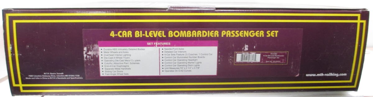 MTH 20-65052 O Sounder Premier Bombardier Passenger Car Set (Set of 4)
