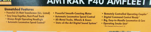 MTH 30-4204-1 Amtrak F40 Amfleet O Gauge Diesel Passenger Train Set w/PS 2.0