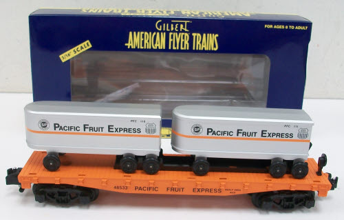 American Flyer 6-48533 S Pacific Fruit Express Flatcar with Piggyback Trailers