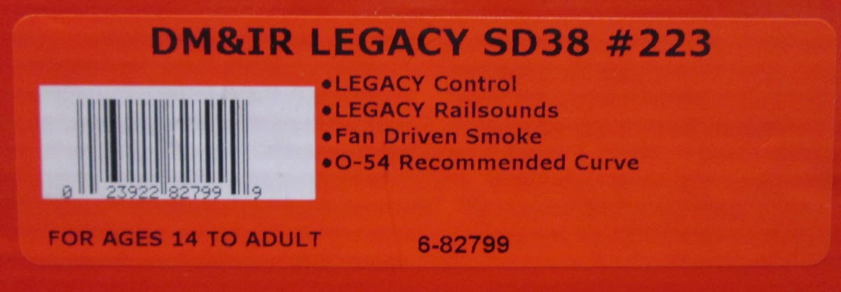 Lionel 6-82799 BTO Duluth Missabe & IR Legacy SD38 Diesel Locomotive #223
