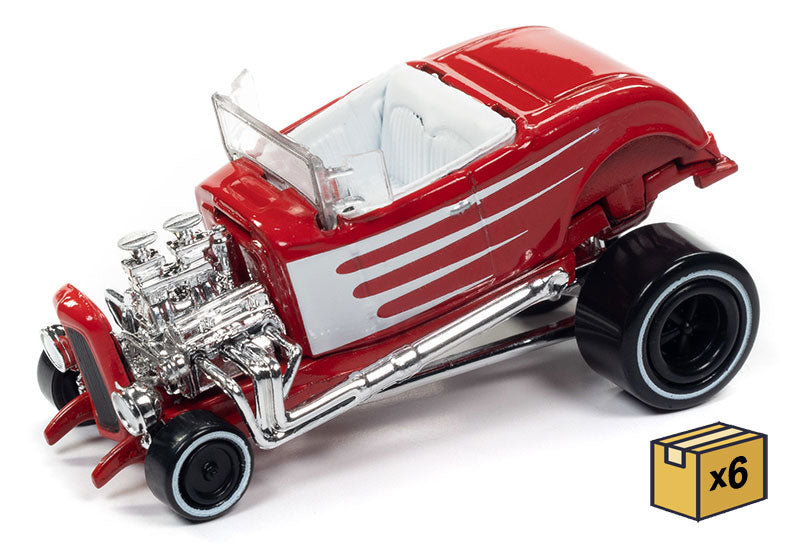 Johnny Lightning JLSP294-B-CASE 1:64 1932 Ford Hiboy Red with White (Pack of 6)