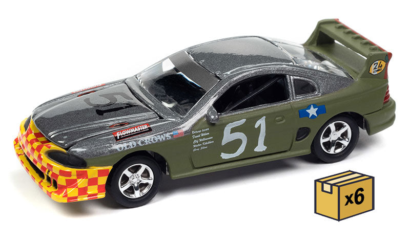 Johnny Lightning JLSP295-B-CASE 1:64 1990s Ford Mustang Race Car (Pack of 6)