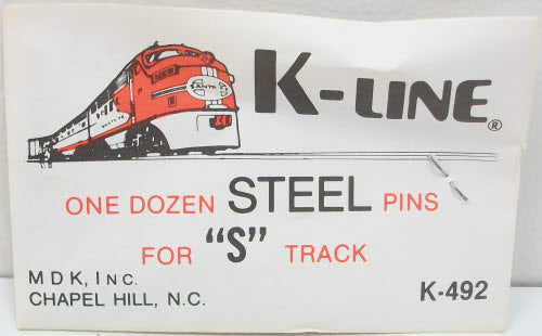 K-Line K-492 S Gauge Steel Pins for S Track (Pack of 12)