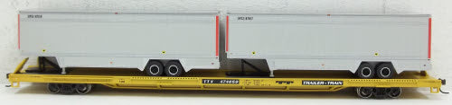 Athearn 93277 HO Trailer Train TTX 85' Flat Car # 474659 W/2-40' Trailers