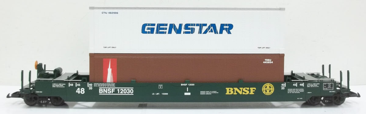 USA Trains R17123 G Scale BNSF Gunderson Husky Stack Car w/ Containers#12030
