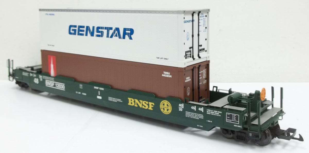 USA Trains R17123 G Scale BNSF Gunderson Husky Stack Car w/ Containers#12030