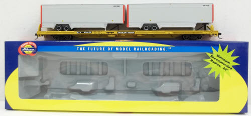 Athearn 93276 HO Trailer Train TTX 85' Flat Car #474652 W/2-40' Trailers