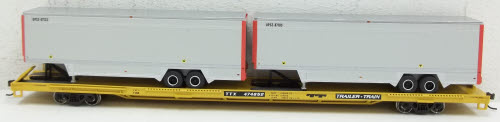 Athearn 93276 HO Trailer Train TTX 85' Flat Car #474652 W/2-40' Trailers