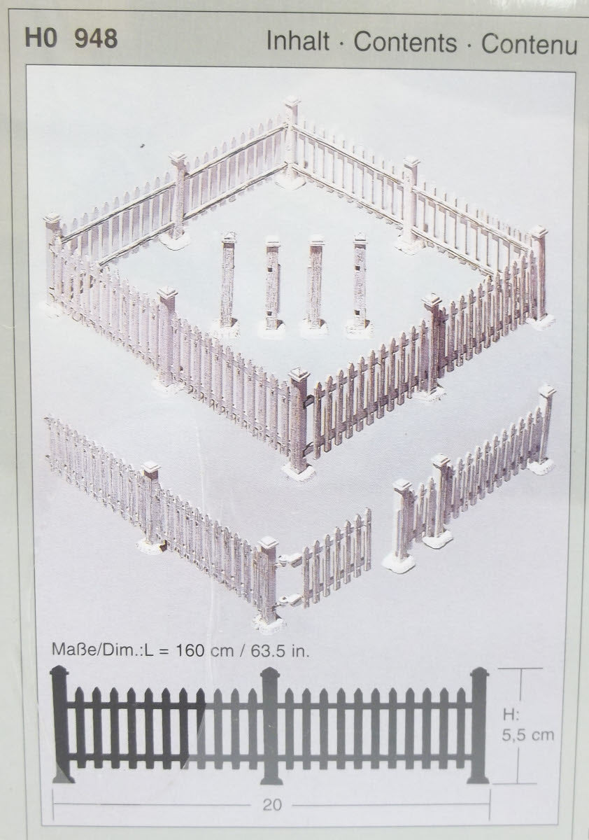 Pola 948 G Scale White Garden Picket Fence