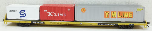 Athearn 74212 HO Western Pacific 85' All Purpose Flat Car W/3 Containers # 9000