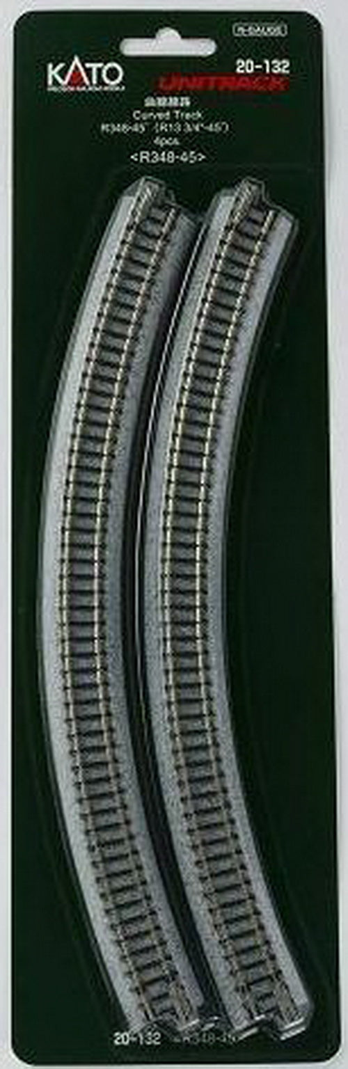 Kato 20-132 N 13-3/4" Radius 45° Curved UniTrack (Pack of 4)