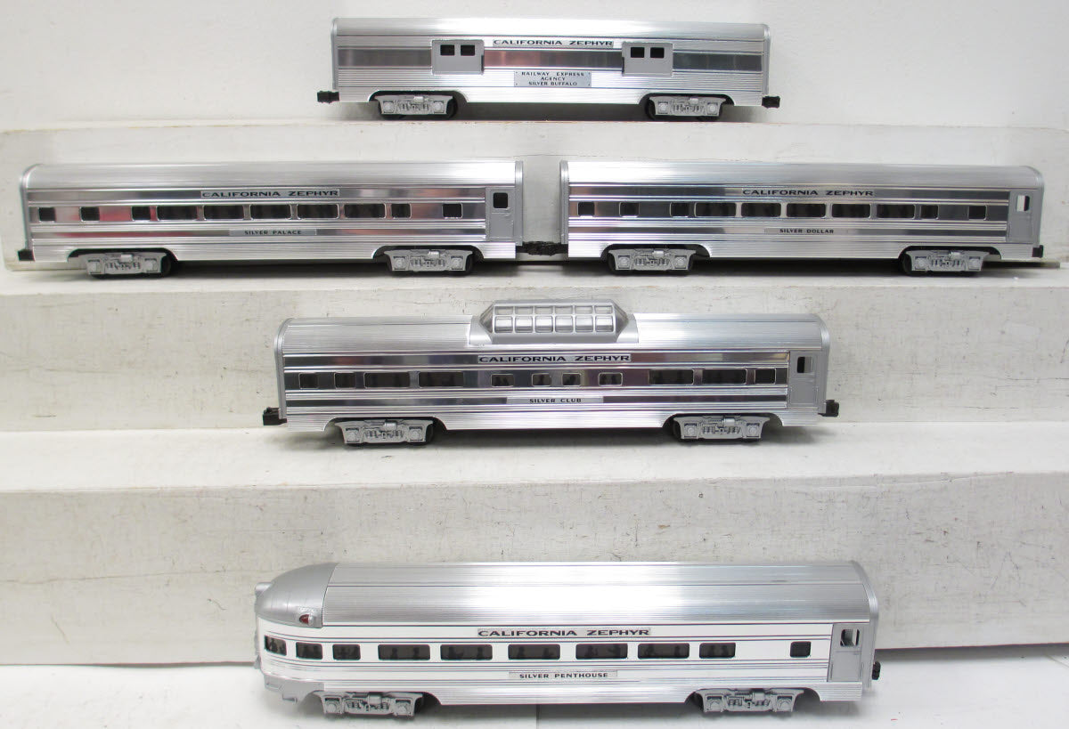 MTH 20-6004 O California Zephyr 60' Aluminum Passenger Car Set (Set of 5)