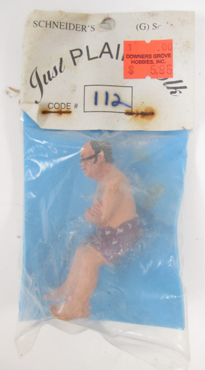 Just Plain Folk 112 Man w/ Glasses in Bathing Suit Sitting