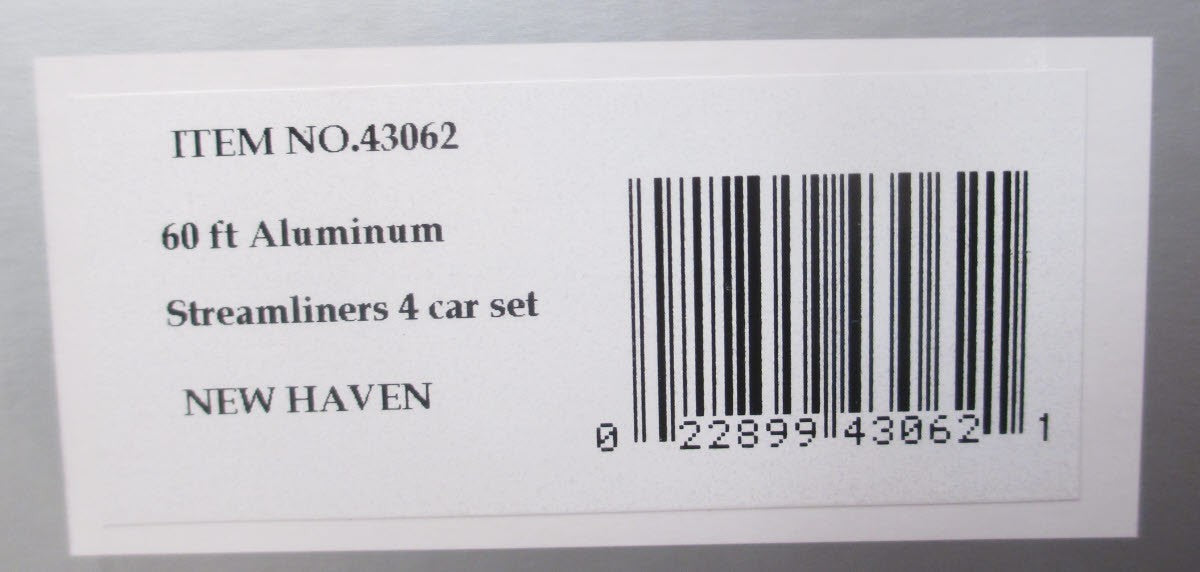 Williams 43062 O New Haven 60 Ft. Streamline Passenger 4-Pack