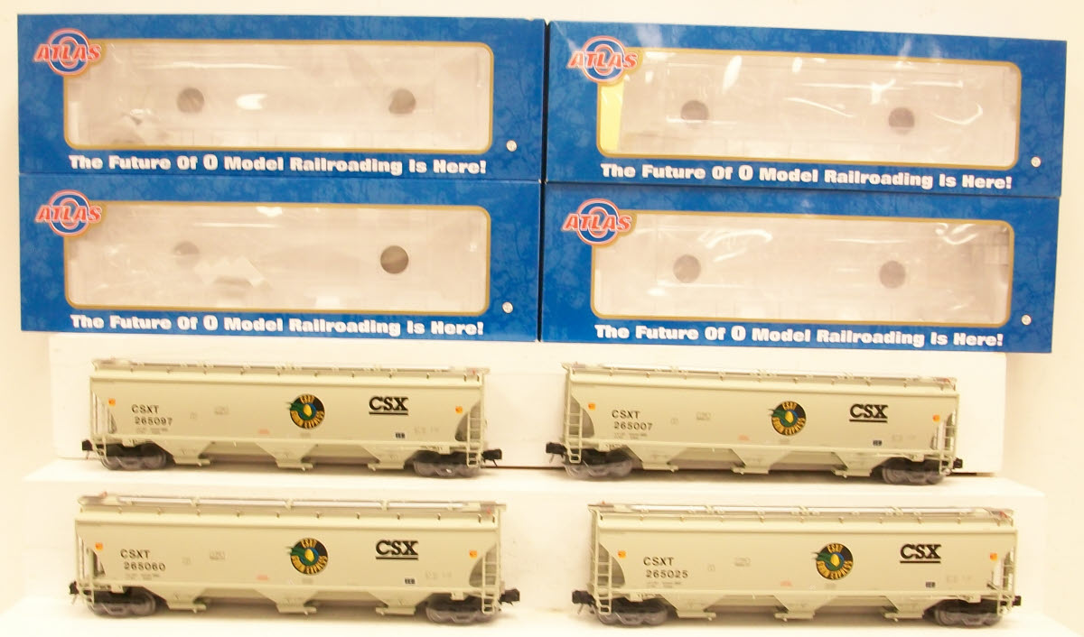 Atlas 3001107 O Gauge 3-Rail CSX 4-Pack Covered Hopper Set