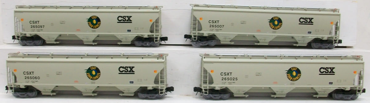 Atlas 3001107 O Gauge 3-Rail CSX 4-Pack Covered Hopper Set