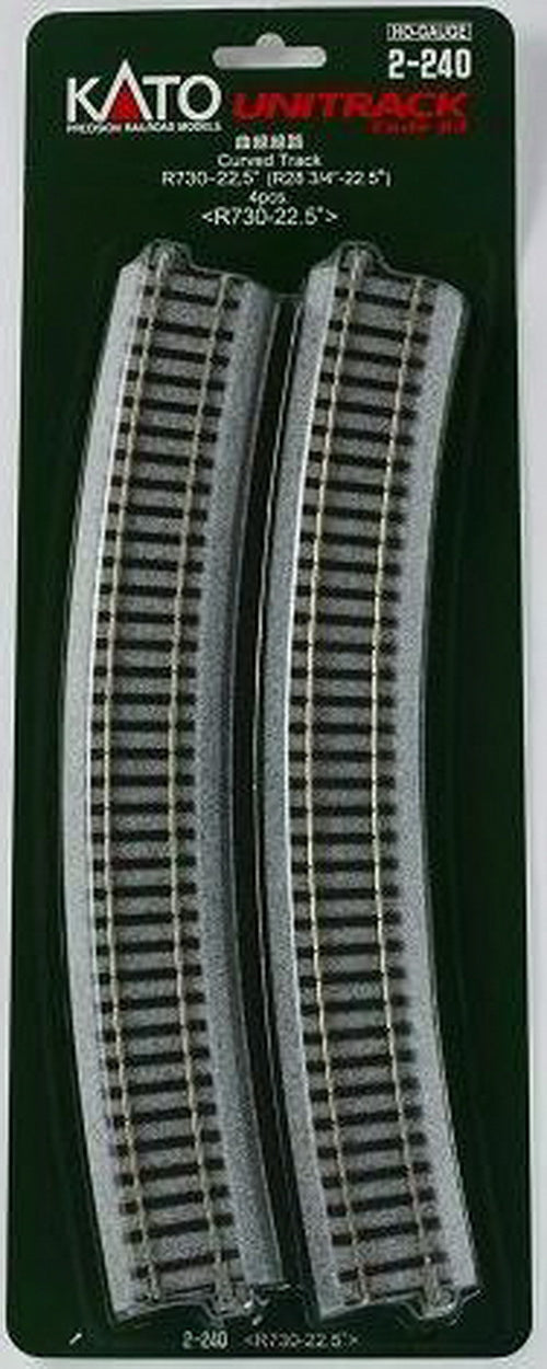 Kato 2-240 HO Code 83 28-3/4" Radius 22.5° Curved Unitrack (Pack of 4)