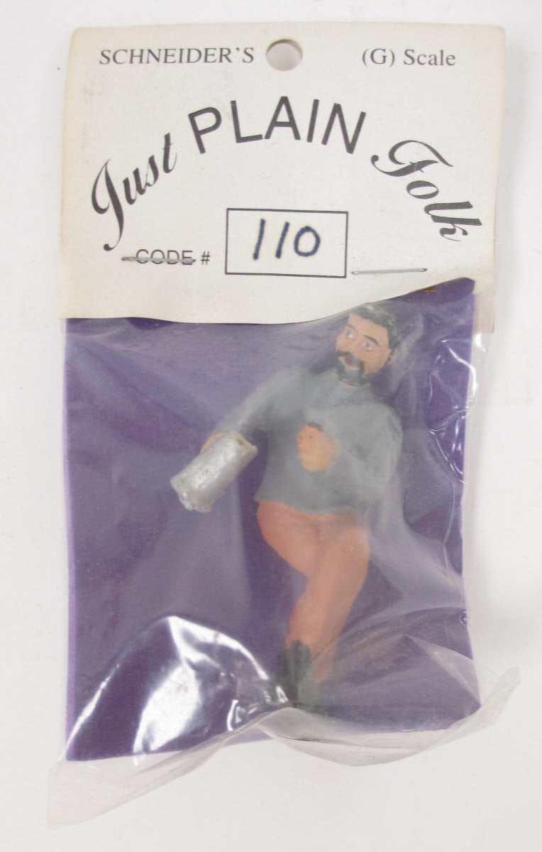 Just Plain Folk 110 G Scale Man in Gray Sweater Drinking and Smoking