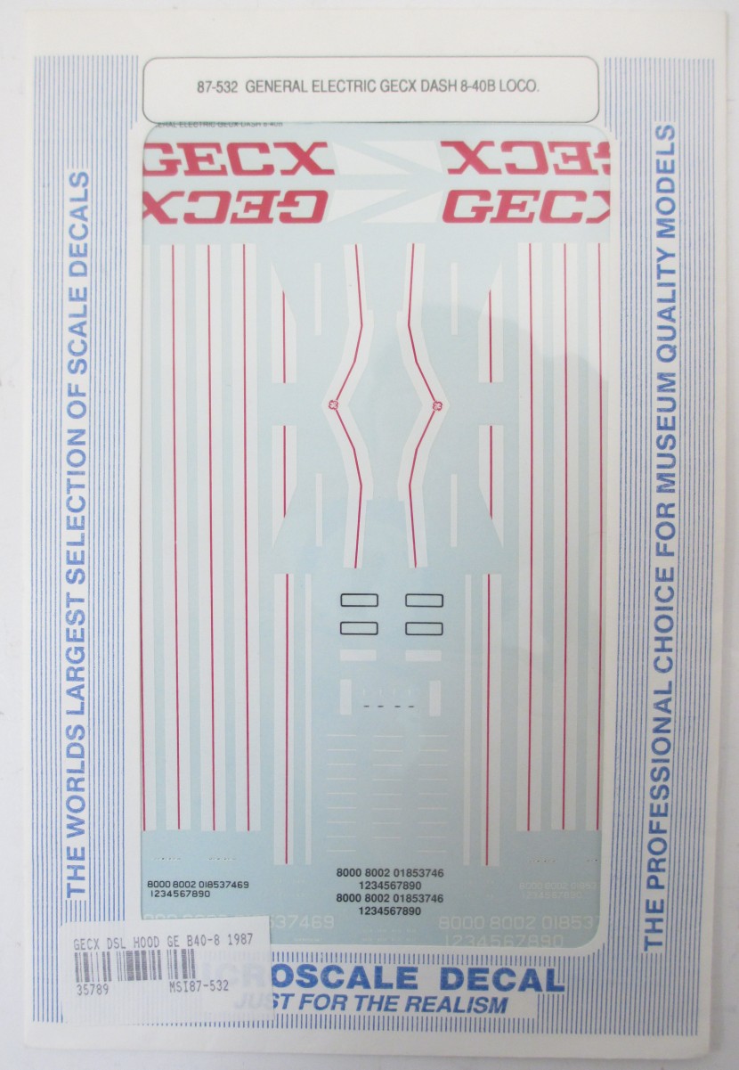 Microscale 87-532 HO General Electric GECX Dash 8-40B Decal Sheet