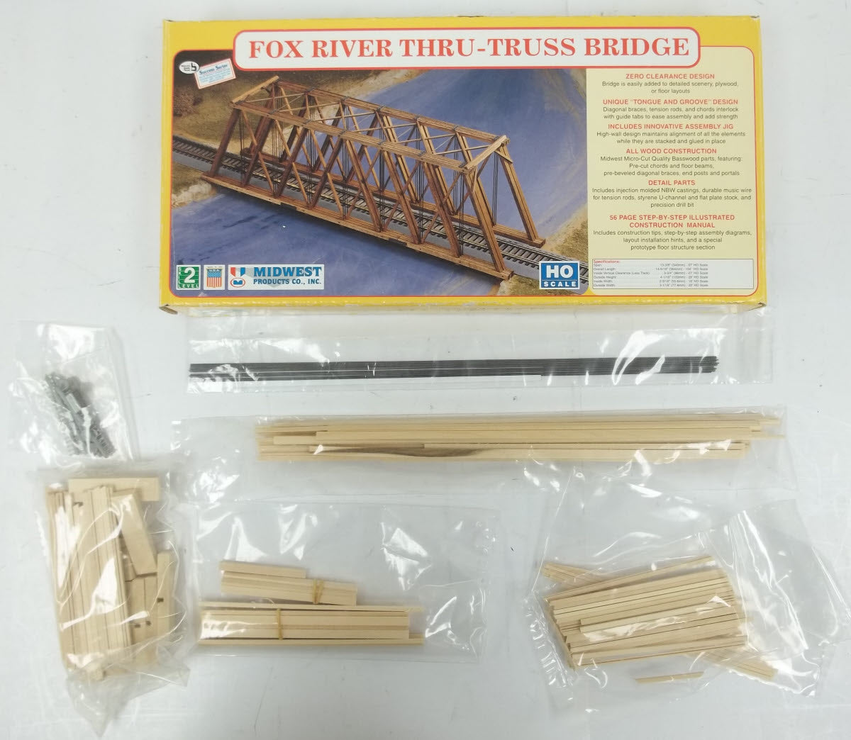 Midwest Products 3054 HO 11-7/8"x2-5/32"x3-1/2" Fox River Thru-Truss Bridge Kit
