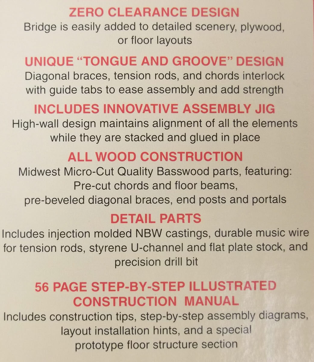 Midwest Products 3054 HO 11-7/8"x2-5/32"x3-1/2" Fox River Thru-Truss Bridge Kit