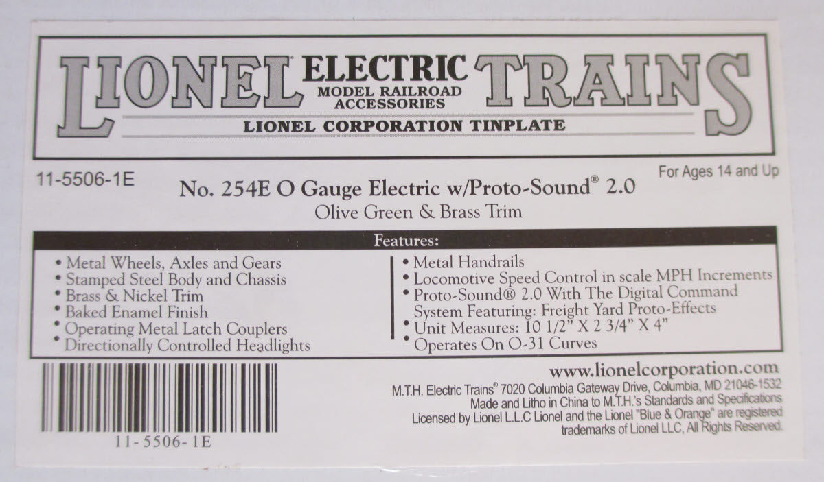 Lionel 11-5506-1 Outfit O Gauge Electric Freight Train Set w/ProtoSound 2.0 #299