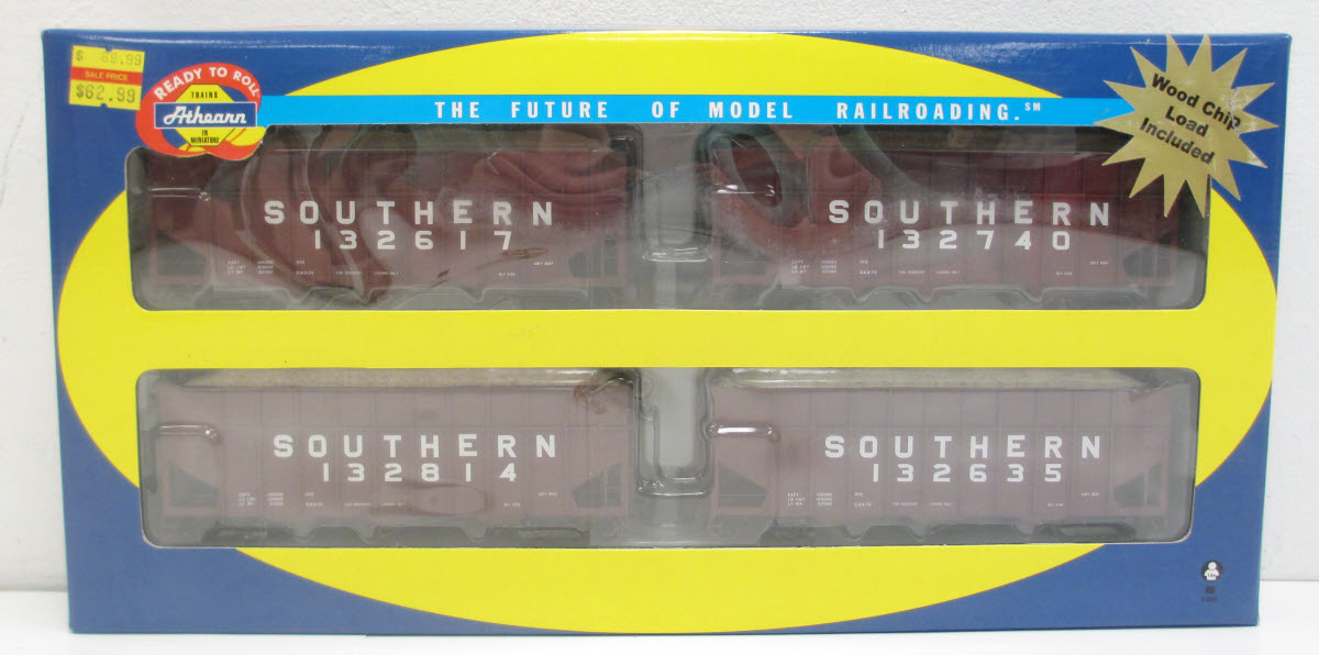 Athearn 76412 HO Southern 40' Ribbed Wood Chip Hopper 4-Pack